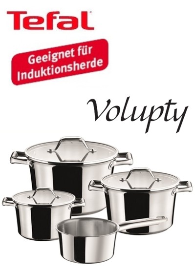 Tefal C 806 A7 Volupty Edelstahl Induktion Topf Set 7 Teile Topfset