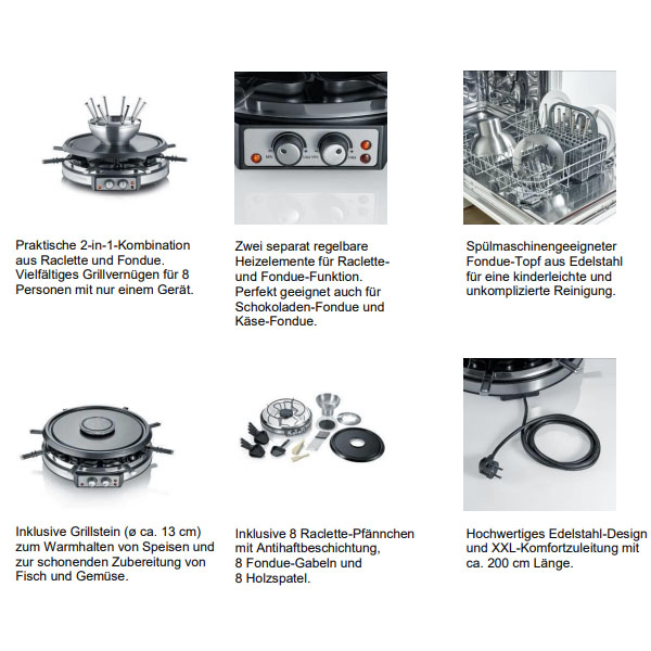 Severin RG 2348 Raclette-Fondue Kombination Raclette Grill
