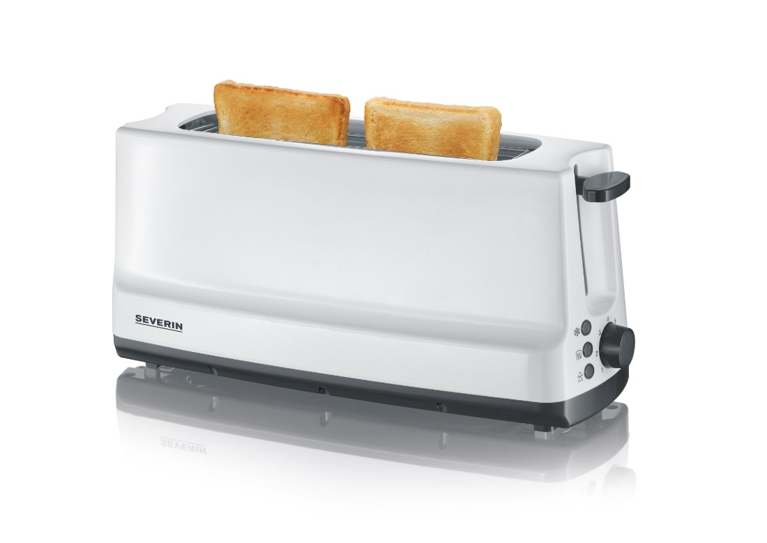 SEVERIN AT 2232 Automatik-Langschlitztoaster Toaster mit Brötchenaufsatz 